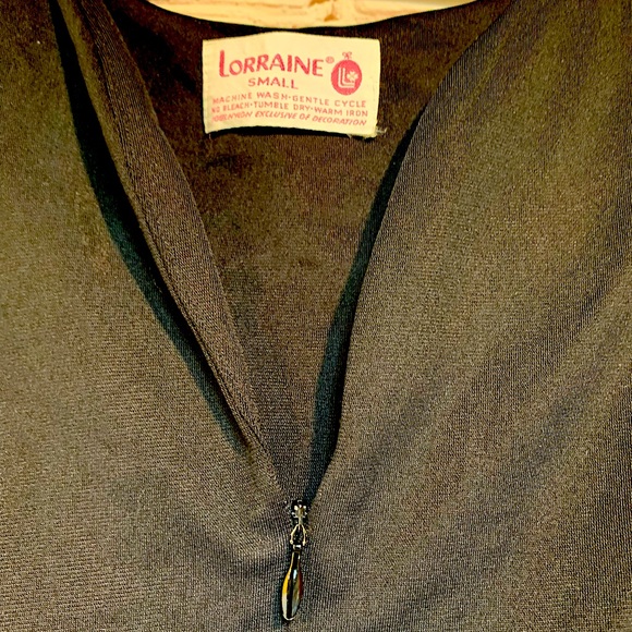 Vintage Lorraine Black Floral Kaftan Maxi Gown Size S 34” - Picture 5 of 6